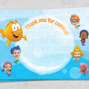 Bubble Guppies Treehouse PBS bajo el mar océano fiesta de cumpleaños gracias tarjetas favor bolsa etiquetas sirena tema - DIY Digital imprimible