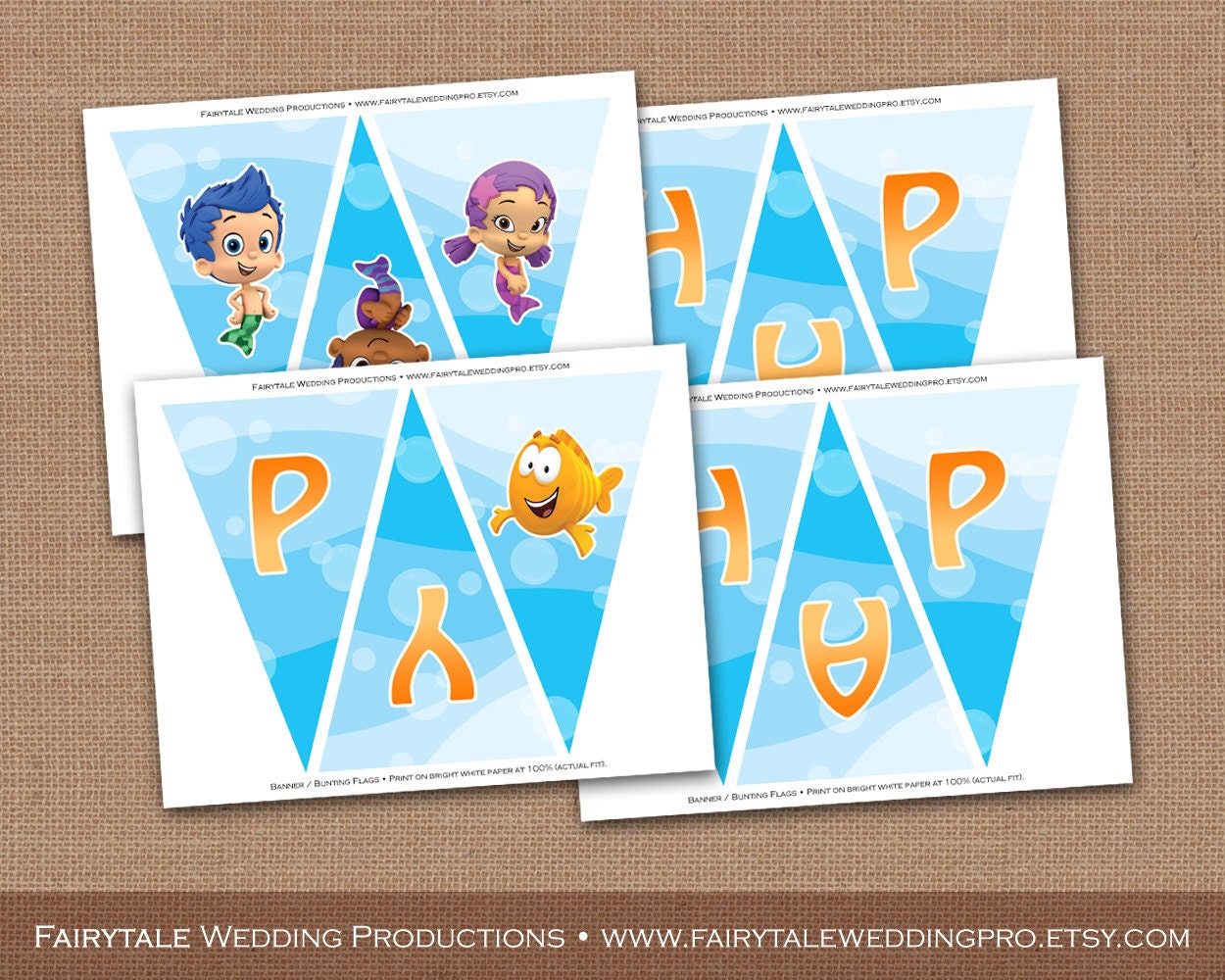 Bubble Guppies Happy Birthday Party Pennant Banner Bunting | Etsy