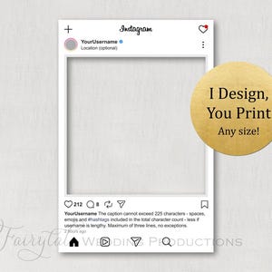 Marco de Instagram personalizado, póster o accesorio para cumpleaños, bodas, graduaciones, eventos corporativos, despedidas de soltera - Impresión digital DIY