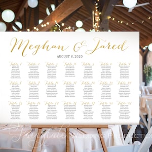 Faux Goldfolie Hochzeitsempfang Gast Sitzplan Finden Sie Ihren Platz Willkommensschild Poster Board Klassische Fancy Kalligraphie - DIY Digital Print