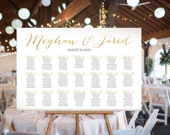 Faux Gold Foil Wedding Reception Guest Seating Chart Find Your Seat Welcome Sign Poster Board Classic Fancy Calligraphy - DIY Digital Print