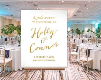 Personalized Faux Gold Foil Wedding Ceremony Reception Welcome To The Wedding Of Poster Sign - DIY Digital Print