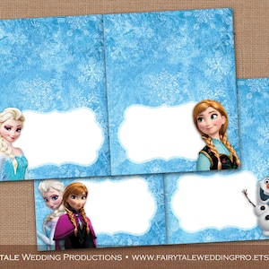 Frozen princesa Anna Snow Queen Elsa Olaf fiesta de cumpleaños comida tienda tarjetas, etiquetas de favor, tarjetas de agradecimiento - DIY Digital imprimible