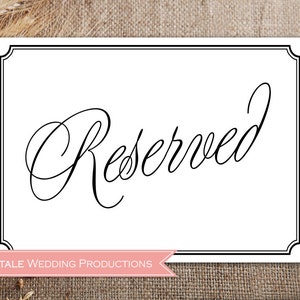 Elegante 5x7 boda recepción reservada mesa principal signo, decoración de recepción - moderno, clásico, elegante caligrafía script - DIY Digital imprimible