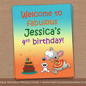 Toopy &Binoo gepersonaliseerde Happy Birthday Party Deur Welkomstbord - Boomhut, Kids Cartoon - 8x10, 11x14 of 12x16 DIY Digitaal Printable