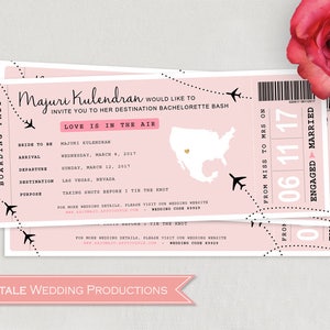 Destination personnalisée Mariage mariage Mariée Bachelorette Passeport Boarding Pass Ticket Invitation Enregistrer la date - 4"x 9.25" DIY Digital Print