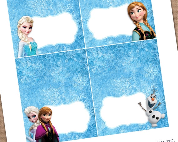 tableware frozen princess anna snow queen elsa olaf birthday party food tent cards thank you cards diy digital printable favor tags paper party supplies