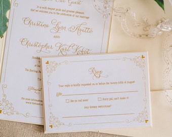 Beautiful Elegant Vintage Hidden Mickey Mouse Wedding Invitation Suite RSVP Gift Registry Reception Details Cards - DIY Digital Prints