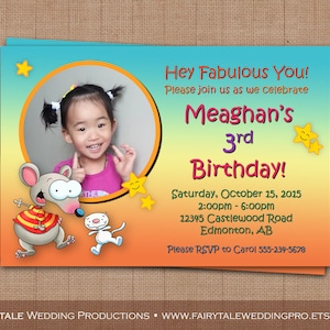 Personalizada Toopy y Binoo cumpleaños partido foto invitación - 4 x 6 o 5 x 7 bricolaje Digital imprimible - casa del árbol, niños dibujos animados, televisión