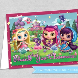 Little Charmers Nickelodeon Junior Birthday Merci Cartes de notes pliées, étiquettes de faveur, étiquettes de sac de butin de bonbons - bricolage numérique imprimable