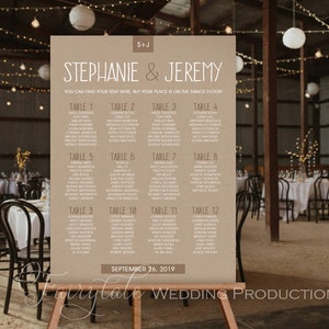 Brown Kraft Country Barn Wedding Reception Guest Seating Chart Find Your Seat Welcome Sign Poster Board - Any Size DIY Digital Print