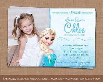 Personalized Frozen Snow Queen Elsa Birthday Party Photo Invitation - 4x6 5x7 DIY Digital Printable Invites - Disney, Princess, Kids Cartoon