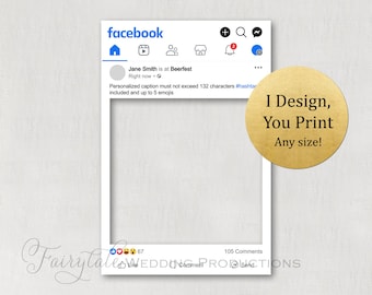 Personalized Facebook Frame Poster Board Prop for Birthdays, Weddings, Graduations, Corporate Events, Bridal Showers - DIY Digital Print