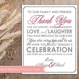 Merci personnalisé signe mariage réception décor - calligraphie fantaisie élégante Script monogramme - 4 x 6, 5 x 7, 8 x 10 Digital bricolage imprimable
