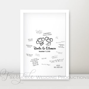 Personalized Disney Wedding Mickey Groom & Minnie Bride Outline Modern Guest Book Alternative Signature Poster Sign DIY Digital Print image 1