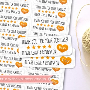 Etsy Gracias por su compra, deje un comentario Pegatinas para tiendas hechas a mano - Etiquetas de productos Etiquetas de comentarios de 5 estrellas - Hojas de 30