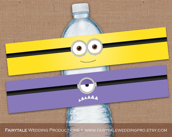 Minion Water Bottle Label Printable INSTANT DOWNLOAD Minion Birthday Minion  Printable Minion Party Minion Label (Download Now) 