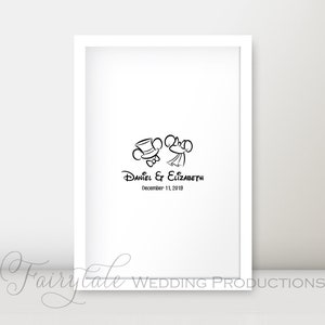 Personalized Disney Wedding Mickey Groom & Minnie Bride Outline Modern Guest Book Alternative Signature Poster Sign DIY Digital Print image 2