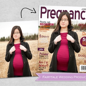Personalizado embarazo bebé ducha regalo nacimiento anuncio revista portada foto cartel impresión - 8x10, 11x14, 12x16, 16x20 DIY impresión digital