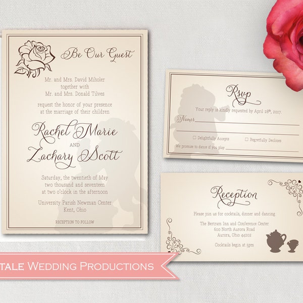 Beauty and the Beast Wedding Invitations - Etsy