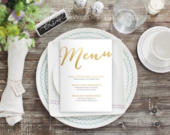 Faux Gold Foil Wedding Reception Dinner Menu Table Signs Place Cards - Fancy Calligraphy - Any Size DIY Digital Prints