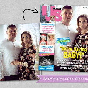 Benutzerdefinierte US wöchentliche Baby Schwangerschaft Ankündigung Baby Dusche Magazin Cover Fotodruck - 8 x 10, 11 x 14, 12 x 16, 16 x 20 DIY Digitaldruck