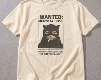 Camiseta divertida Meowfia Boss Graphictee, unisex de algodón, camiseta Gildan5000, camiseta de moda.