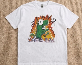 Camiseta Dino Funny TShirt Sketchbook Graphictee, Camiseta unisex de algodón, Camiseta Gildan5000.