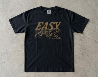 Camiseta Easy Tiger Graphic Tee, Comfort Colors 1717, Camiseta unisex extragrande, Estilo vintage, Camiseta de moda