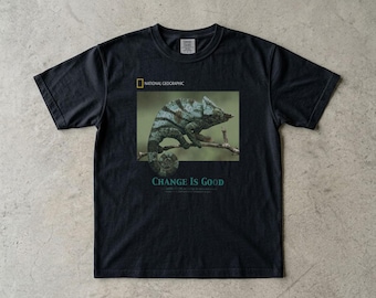 Camiseta National Geographic Chameleon Comfort Colors 1717, camiseta gráfica, estilo vintage.