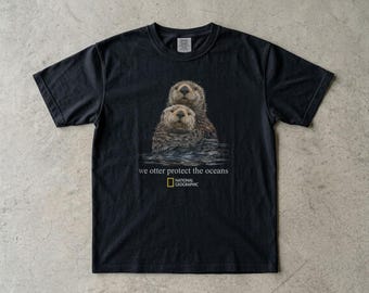 Camiseta National Geographic Otter Protect The Oceans Comfort Colors 1717, Camiseta de moda.