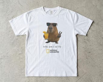 Camiseta gráfica National Geographic Capybara estilo divertido “Comfort Colors 1717”, camiseta de moda.