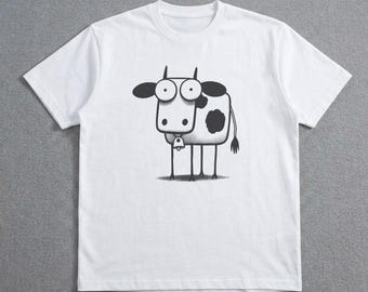 Camiseta divertida con estampado de vaca, camiseta unisex de algodón, camiseta Gildan 5000, camiseta de moda.