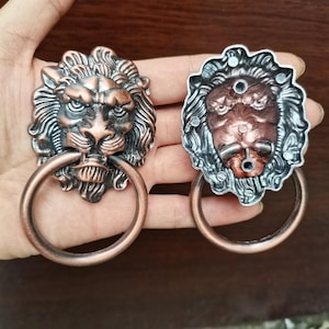 Lion Head Drawer Pulls | Bronze Cabinet Handles | Antique Wardrobe Rings | Alloy Door Knobs