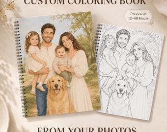 Custom Coloring Book from Photos, Personalized Family Memory Gift, Birthday Anniversary Keepsake, 8.5x11 Spiral Bound Coloring Book