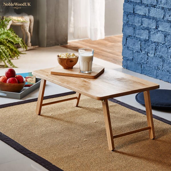 Wood Folding Laptop Desk Tray Portable Bed Table Couch Breakfast Workstation Natural Home Office
