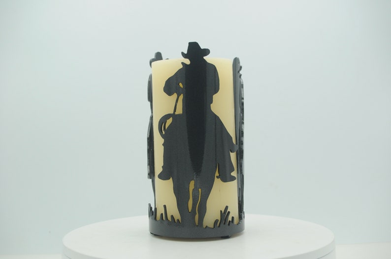 Riding Cowboys Decorative Metal Candle Holder image 2