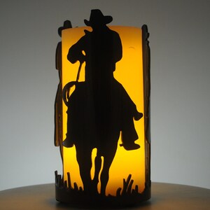 Riding Cowboys Decorative Metal Candle Holder image 1