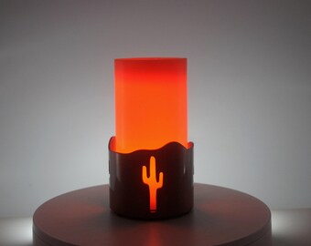 Saguaro Cactus Metal Candle Holder: Rustic Southwestern Decor