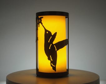 Hummingbird Metal Candle Holder: Rustic Decorative Luminary