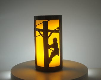 Lineman Candle Holder: Decorative Metal Luminary