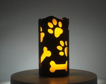 Dog Prints with Bones Luminary