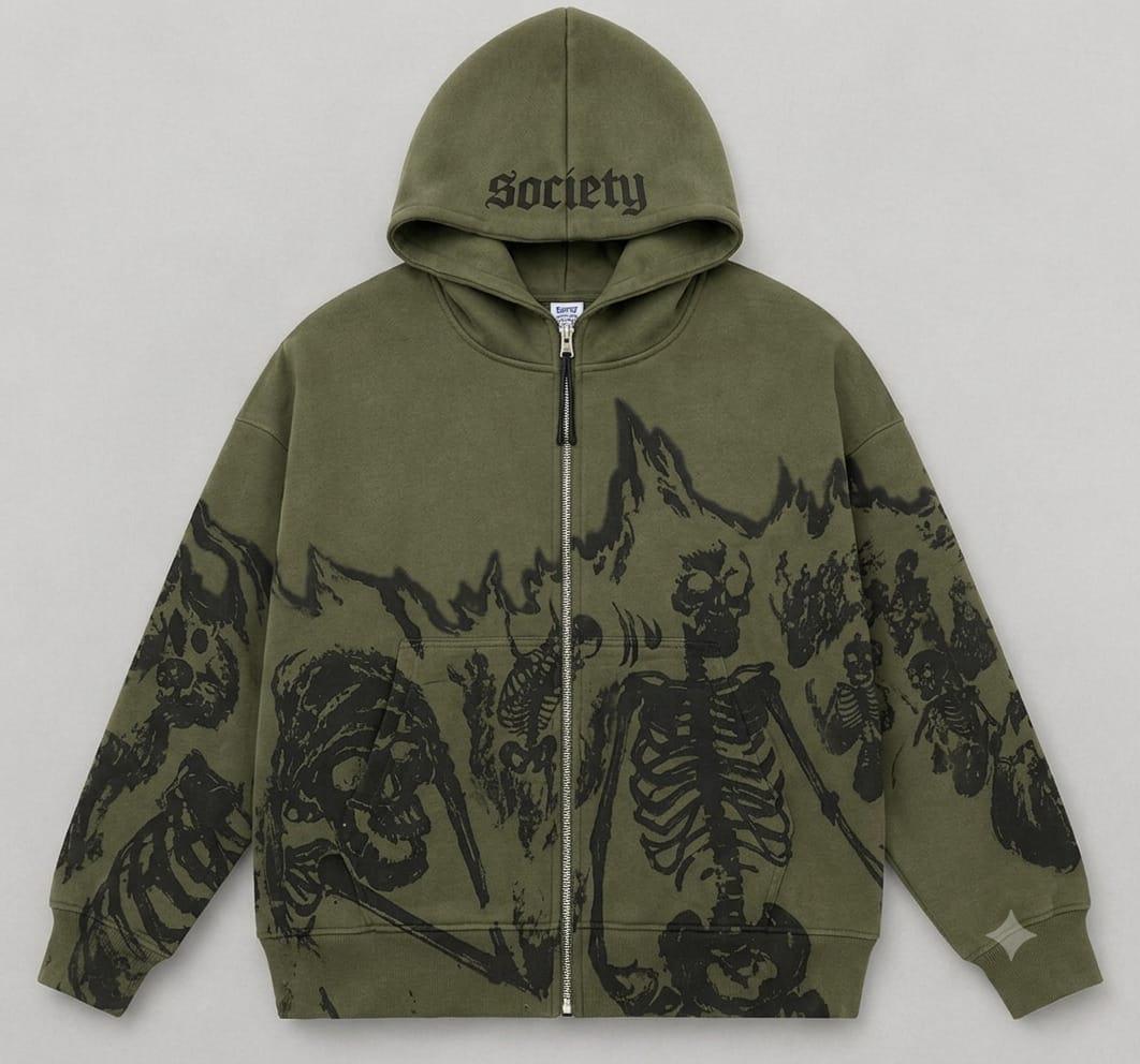 Y2k Grunge Skeleton Skull Zip up Hoodie - Etsy Canada