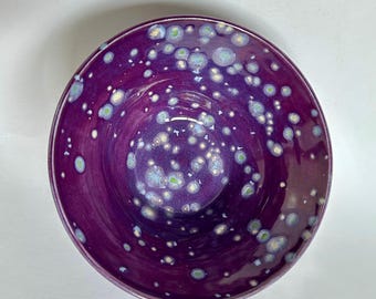 Crystalline Glaze Ceramic Bowl Handmade Purple Pottery, Decorative Art Bowl, Unique Stoneware Gift