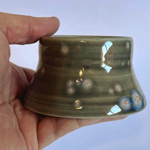 Skirt cups: forest green reactive glaze, wheel-thrown stoneware, functional art mug