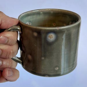 Handcrafted High-fired Stoneware Coffee Handcrafted Mug, Glossy Gray‑Green Artisan Drinkware