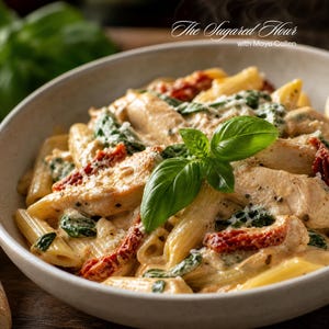 Creamy Tuscan Chicken Pasta Recipe | Sun-Dried Tomatoes | Spinach Cream Sauce | 30 Minute Dinner | Printable PDF | Instant Download