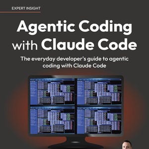 May include: A book cover titled Agentic Coding with Claude Code, The everyday developer's guide to agentic coding with Claude Code by Eden Marco. The cover features a computer monitor displaying four code windows and the Packt logo at the bottom.