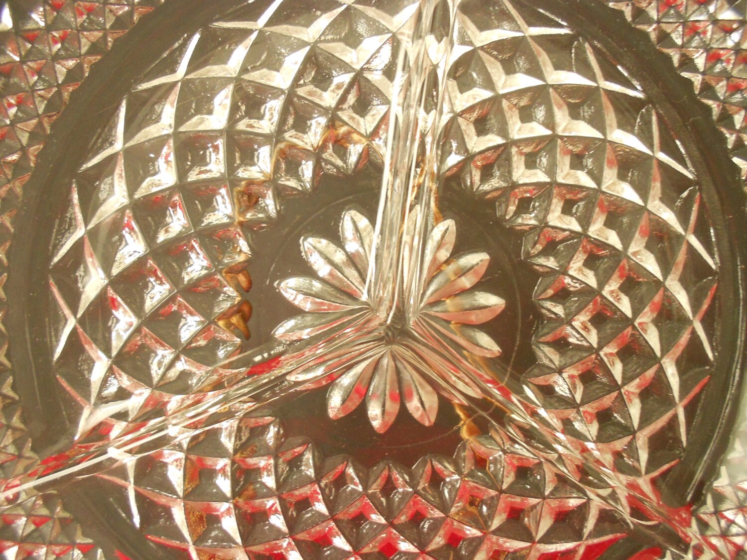 Vintage Wexford Divided Serving Dish Diamond Cut by Anchor Etsy