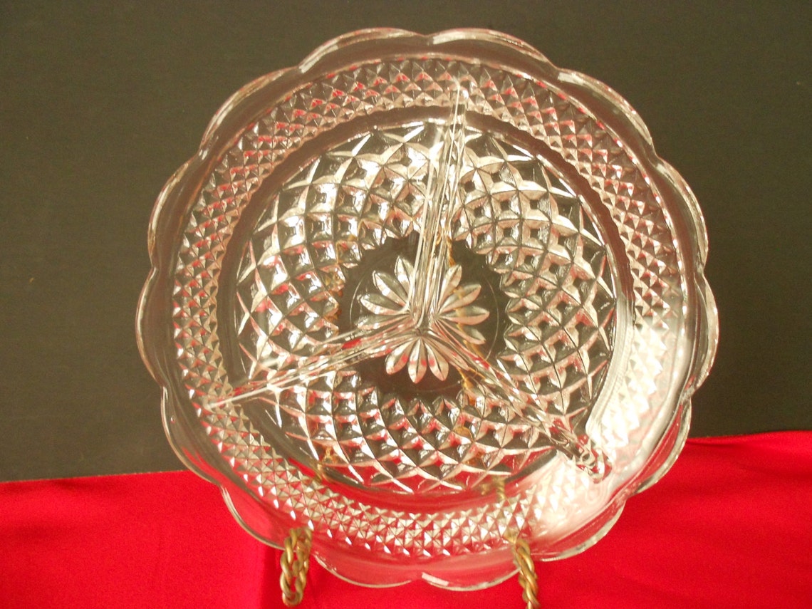 Vintage Wexford divided serving dish diamond cut by Anchor Etsy